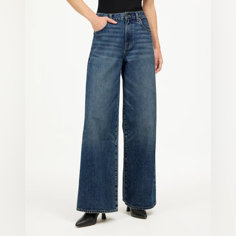 Madewell High-Rise Wide-Leg Jeans in Dark Blue Denim